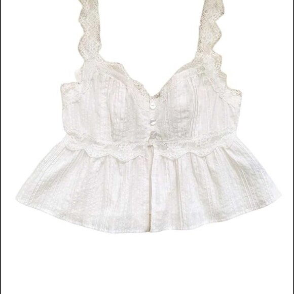 Women's Ruffle Sleeve Smocked V Neck button front Crop top size 2X - Picture 1 of 11